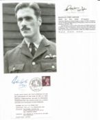 WW2 BOB fighter pilot Reginald Fowler 247 sqn 2 signature pieces with biography details fixed to