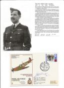 WW2 BOB fighter pilot Satchell, William 302 sqn signed Raf Uxbridge Spitfire cover with biography