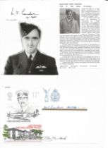 WW2 BOB fighter pilot Loudon, Malcolm 141 sqn signature pieces plus artist Tony Theobald with