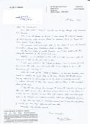 WW2 BOB fighter pilot Hugh Heron 266 sqn signature piece and copy letter with biography details