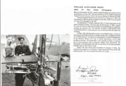 WW2 BOB fighter pilot William Smith 229 sqn signature piece with biography details fixed to A4 page.