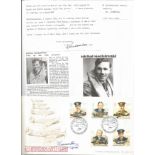 WW2 BOB fighter pilot Foster, Robert 605 sqn signature piece with biography details fixed to A4