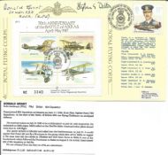 WW2 BOB fighter pilot Donald Grant 804 sqn signature piece with biography details fixed to A4