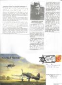 WW2 BOB fighter pilot Seabourne, Eric 238 sqn signed BOB cover with biography details fixed to A4