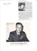 WW2 BOB fighter pilot Grant, Stanley 65 sqn 2 signature pieces with biography details fixed to A4