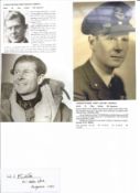 WW2 BOB fighter pilot Christopher Riddle 601 sqn signature piece with biography details fixed to