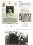 WW2 BOB fighter pilot Sidney Whitehouse 501 sqn signature piece with biography details fixed to A4