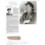 WW2 BOB fighter pilot Smith Roddick 151 sqn signature piece with biography details fixed to A4 page.