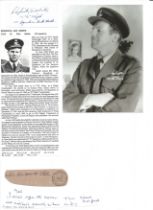 WW2 BOB fighter pilot Smith Roddick 151 sqn signature piece with biography details fixed to A4 page.