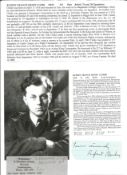 WW2 BOB fighter pilot Clerke, Rupert 32 sqn signature piece with biography details fixed to A4 page.
