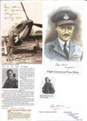 WW2 BOB fighter pilot Peter Hirs 501 sqn signature piece and photo with biography details fixed to
