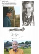 WW2 BOB fighter pilot Archibald McInnes 601 sqn signature piece with biography details fixed to A4