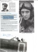 WW2 BOB fighter pilot Richard Milne 151 sqn signed photo in cockpit with biography details fixed