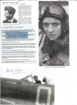 WW2 BOB fighter pilot Richard Milne 151 sqn signed photo in cockpit with biography details fixed