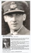 WW2 BOB fighter pilot Cecil Fenn 248 sqn signed photo with biography details fixed to A4 page. WW2
