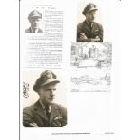 WW2 BOB fighter pilot George Welford 607 sqn signed photo with biography details fixed to A4 page.