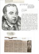 WW2 BOB fighter pilot Edge, Gerald 605 sqn signature piece with biography details fixed to A4