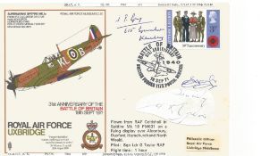 WW2 BOB fighter pilot Anthony Gray 615 sqn, Alfred Ogilvie 609 sqn signed RAF Uxbridge Spitfire