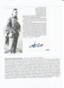 WW2 BOB fighter pilot John Burgess 222 sqn signature piece with biography details fixed to A4