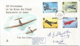 WW2 BOB fighter pilot Geoffrey Howitt 245 sqn, Kenneth McGlashan 245 sqn signed 50th ann Jersey