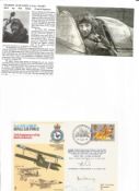 WW2 BOB fighter pilot Charles Hurry 43 sqn signed 43 sqn cover with biography details fixed to A4