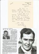WW2 BOB fighter pilot Alexander MacGregor 266 sqn hand signed letter with biography details fixed to