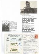 WW2 BOB fighter pilots twelve signed 40th ann BOB cover with biography details fixed to A4 page.