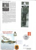 WW2 BOB fighter pilot Cyril Hampshire 85 sqn signed 50th ann BOB cover with biography details