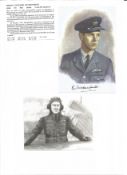 WW2 BOB fighter pilot Byron Duckenfield signed photo with biography details fixed to A4 page. WW2