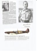 WW2 BOB fighter pilot George Gilroy 603 sqn signature piece with biography details fixed to A4 page.
