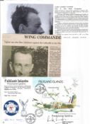 WW2 BOB fighter pilot Sanders, James 615 sqn signed Spitfire FDC with biography details fixed to