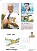 WW2 BOB fighter pilot Bennions, George 41 sqn signed BOB cover with biography details fixed to A4