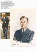 WW2 BOB fighter pilot Richard James 29 sqn signed colour photo with biography details fixed to A4