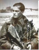 WW2 BOB fighter pilot David Bell-Salter 253 sqn signed photo with biography details fixed to A4