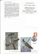 WW2 BOB fighter pilot Norman Birch 1 sqn signed BOB cover with biography details fixed to A4 page.
