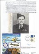 WW2 BOB fighter pilot Charlton Haw 504 sqn signed 50th ann BOB cover with biography details fixed to