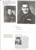 WW2 BOB fighter pilots Le Cheminant, Jerrold 616 sqn, Cordell, Horace 64 sqn signatures piece with