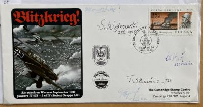 WW2 Five rare Polish fighter pilots signed Blitzkrieg RAF cover, Krol, Gnys, Sawica, Witorzenc and