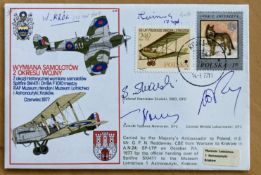 WW2 Five rare Polish BOB pilots signed RAF cover, Krol, Skalski, Nowierski, Lokuciewski, Kumiega.