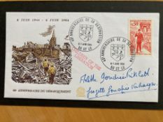 WW2 D-Day Arlette and Georgette Gondree signed 1984, 40th ann D-Day French FDC. They were the