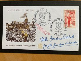 WW2 D-Day Arlette and Georgette Gondree signed 1984, 40th ann D-Day French FDC. They were the