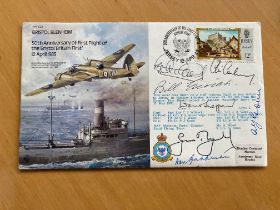 Cricket Sir Don Bradman multiple signed RAF Bomber cover, initially signed by WW2 pilot Bill