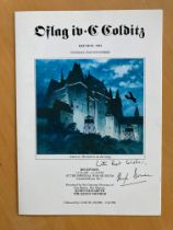 WW2 Colditz Castle POWs multiple signed 1993 Reunion Lunch menu card. 4 pages with colour image of