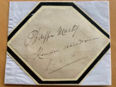 Pioneer French Aviator Pilot Philippe Marty signed 4 x4 irregular shaped signature piece, 1910