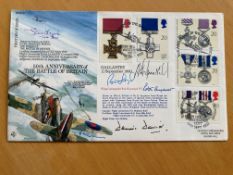 WW2 six Battle of Britain pilots multiple signed 1990 official Gallantry 50th ann BOB FDC. Signed by