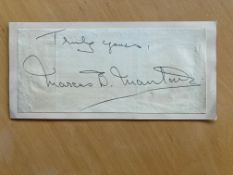 Pioneer Aviator Pilot Marcus Dyce Manton Signed Piece From Letter Approx 6 X 2 Inches Instructor