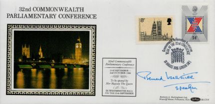 Bernard Weatherill signed FDC. 32 Commonwealth Parliamentary Conference. Double Stamps plus single