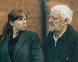 Bernard Cribbins and Catherine Tate signed 10x8 inch colour photo. Good condition. All autographs