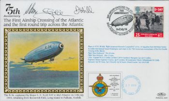 Multi signed Sqn Ldr E Golden/D. Hill plus 1 other. FDC Benham. 75th Anniversary The First Airship