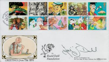 Felicity Dahl signed FDC. Greetings from The BFG. The Roald Dahl Foundation. Ten Stamps plus